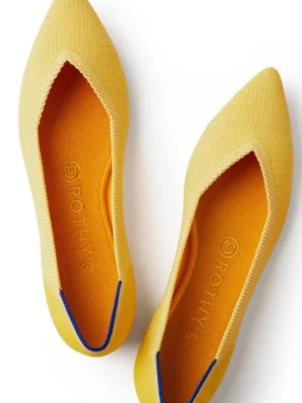 Rothy's Yellow Pointed-Toe Flats in Sunshine size 9. New without box